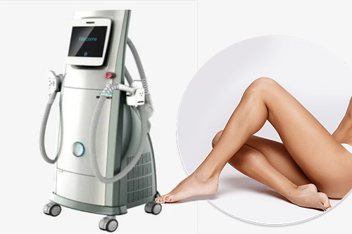 Laser Hair Removal USFDA Machine left side and right side shows result on legs